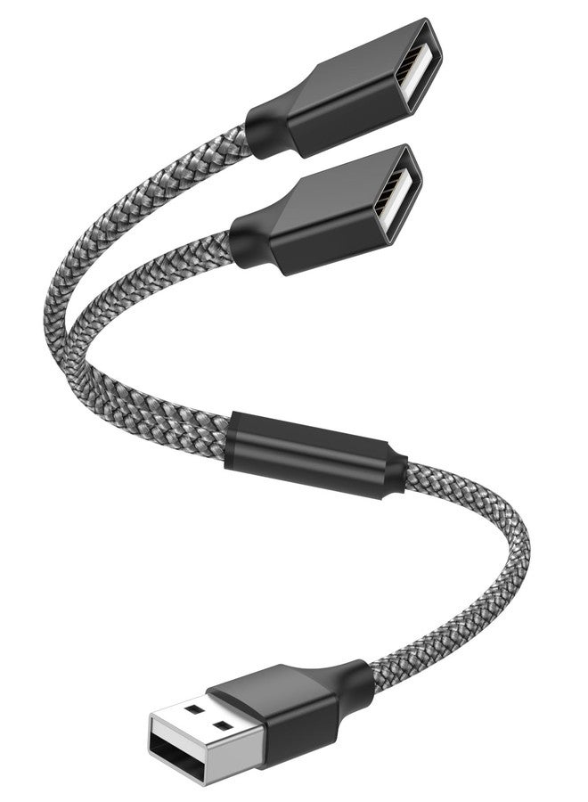 POHFP BETU USB Y Splitter 1 in 2 Out 1Ft/30cm, USB Male to 2 Female Cable for PC/Laptop/MacBook/Keyboard/PS4/PS5/Flash Drive/LED Etc.(Black) - Image 1