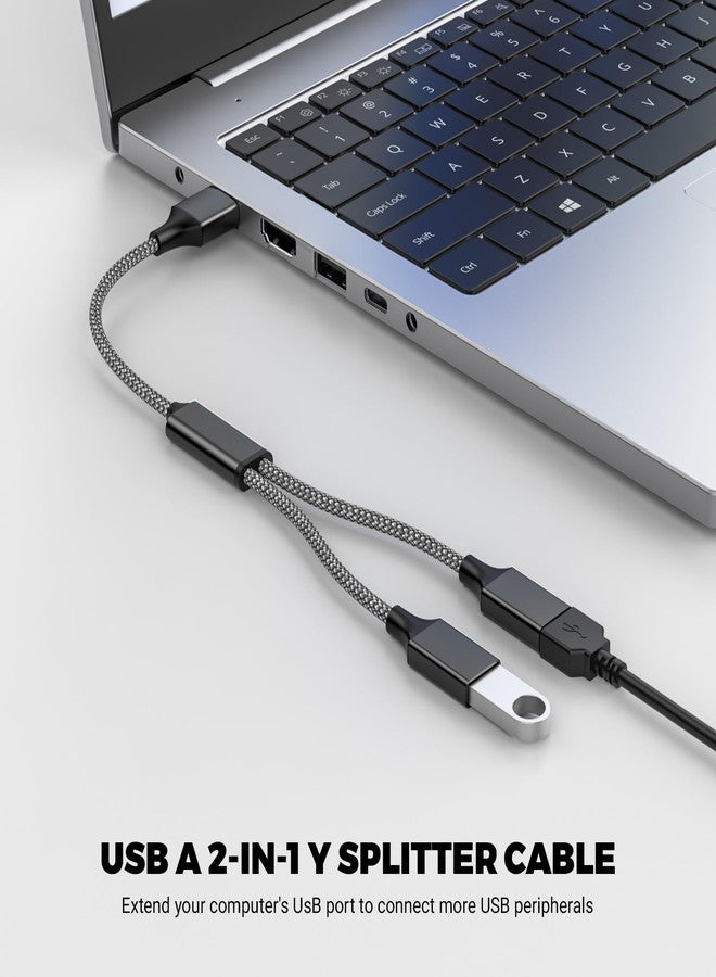 POHFP BETU USB Y Splitter 1 in 2 Out 1Ft/30cm, USB Male to 2 Female Cable for PC/Laptop/MacBook/Keyboard/PS4/PS5/Flash Drive/LED Etc.(Black) - Image 2