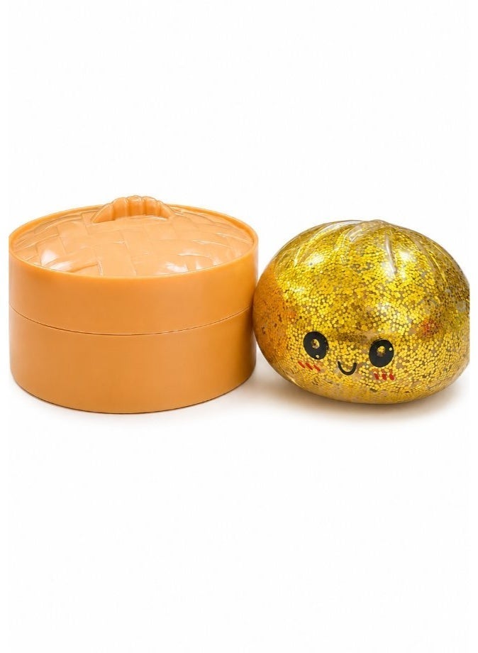 DAT Glitter Dumpling Squeeze Stress Ball with Bamboo Steamer Box – Squishy Sensory Fidget Toy for Kids & Adults - Image 2