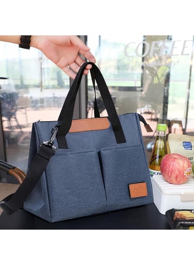 Insulated Reusable Lunch Bag for Women - Large Spacious Leakproof Cooler Tote with Removable Adhesive Decoration, Ideal for Adults and Men, Perfect for Work, Office, Travel, and Picnics.  - Image 3
