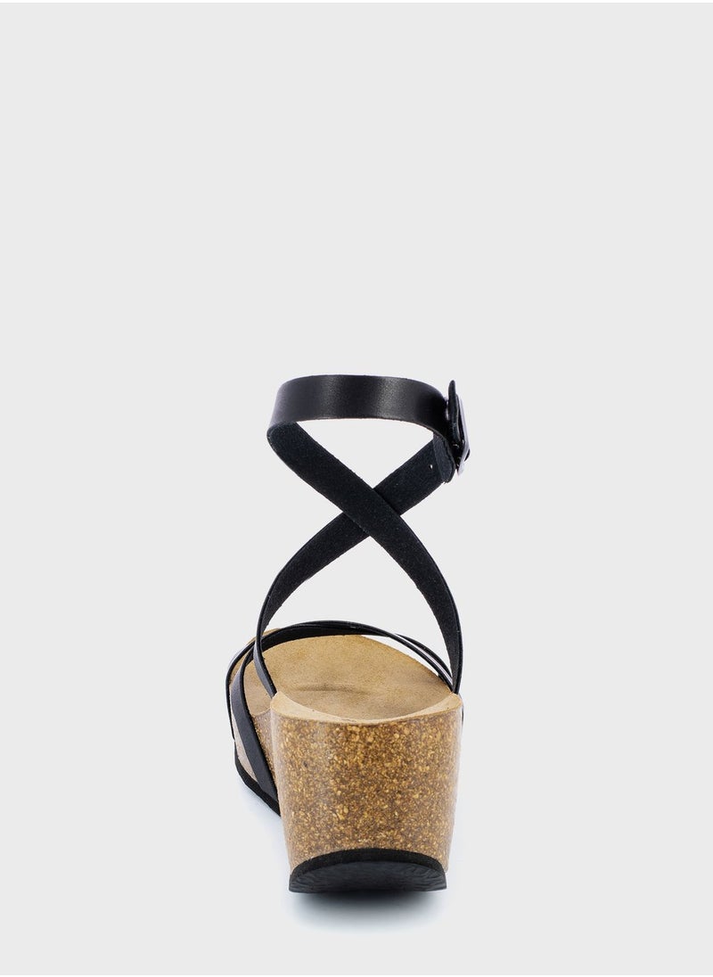 BAYTON - Asteria Strappy Mid Heel Wedges - Image 1