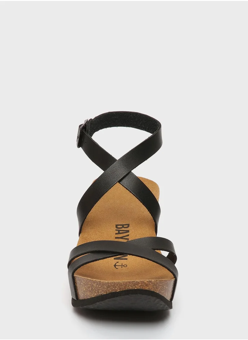 BAYTON Asteria Strappy Mid Heel Wedges