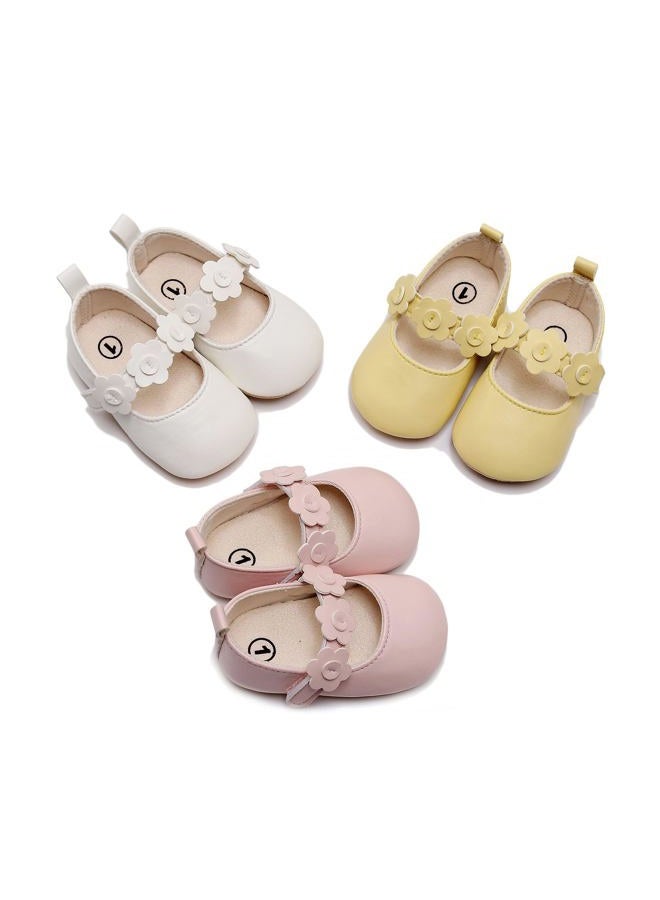 HONGTEYA Infant Baby Girls Mary Jane Flats Non Slip for Toddler First Walkers Soft Sole PU Leather Crib Shoes Sneaker Wedding Party Christmas Princess Dress Shoes Baby Moccasins Girls, Dnhh-50-white - Image 4