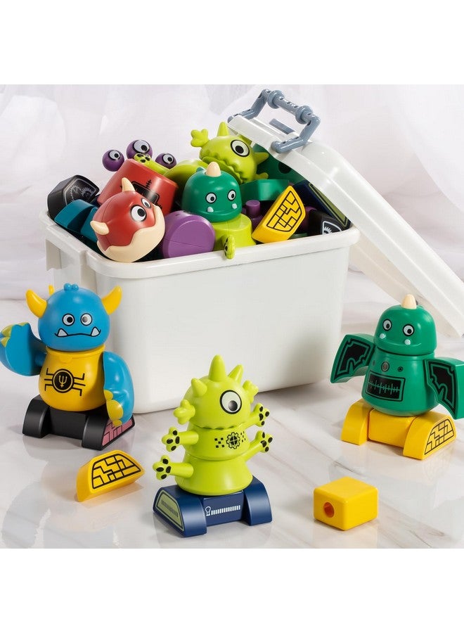 TEMI Magnetic Robot Toy For Kids 3-5 Years Old - Monster Magnetic Blocks Stacking Transform Toys For Kids With Storage Box, Set For Kids Age 3 4 5 6 7 Years Old Boys, Christmas And Birthday Gift - Image 3