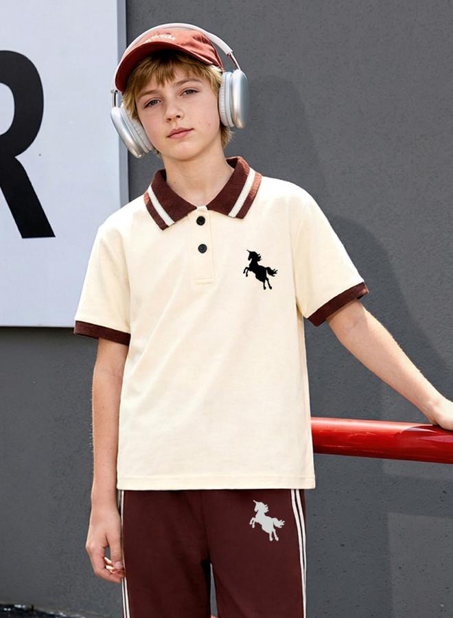 Take Two Boys Color Block Polo T-Shirt And Pants Set - Image 5