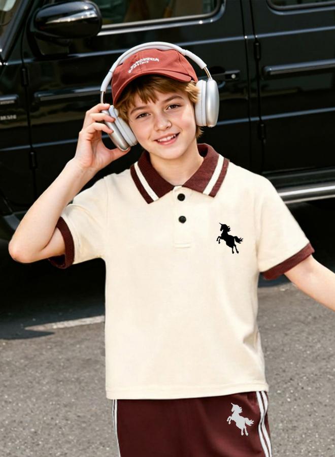 Take Two Boys Color Block Polo T-Shirt And Pants Set - Image 4
