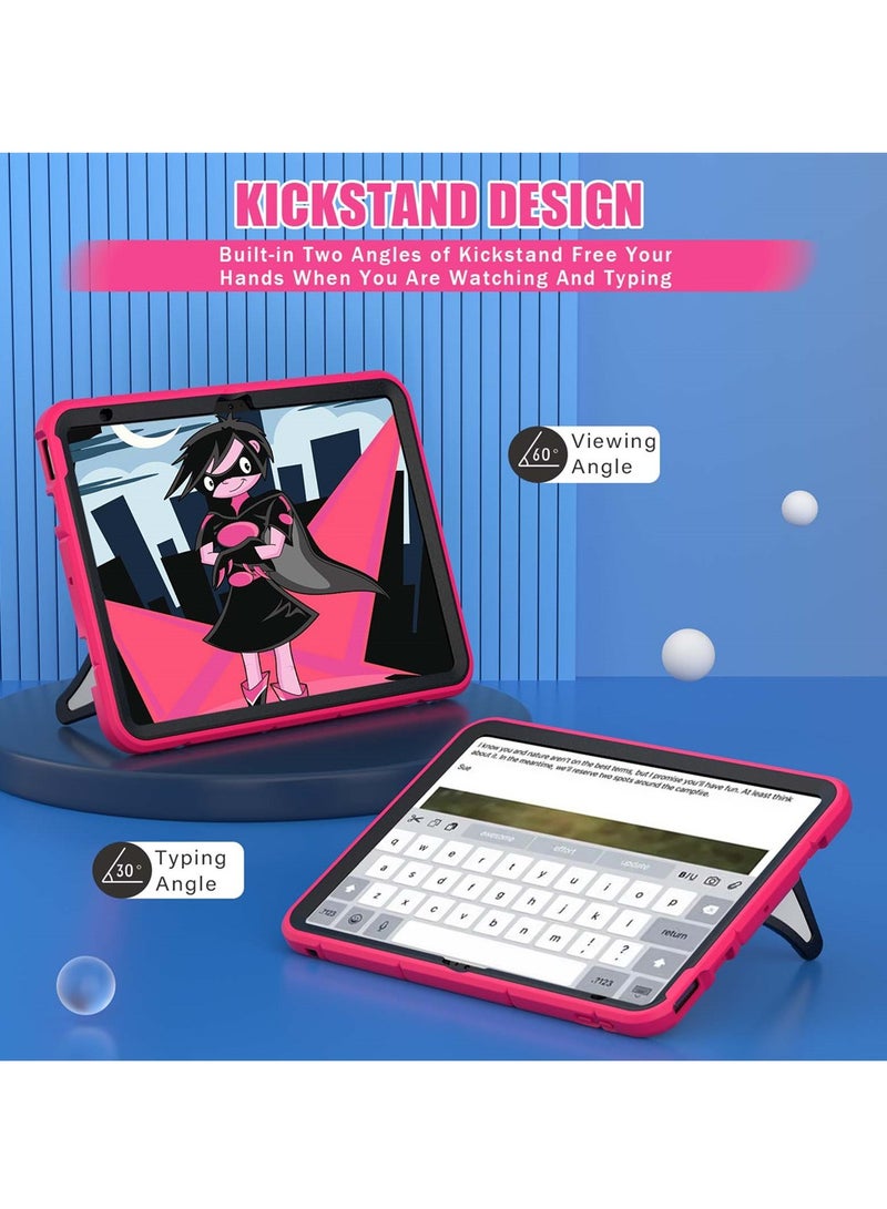 حافظة آيباد الجيل العاشر 10.9 بوصة 2022/ آيباد الجيل الحادي عشر 11 بوصة 2025 للأطفال، غطاء واقٍ مقاوم للصدمات مع حامل قلم وحزام كتف ومسند للأطفال - Image 4