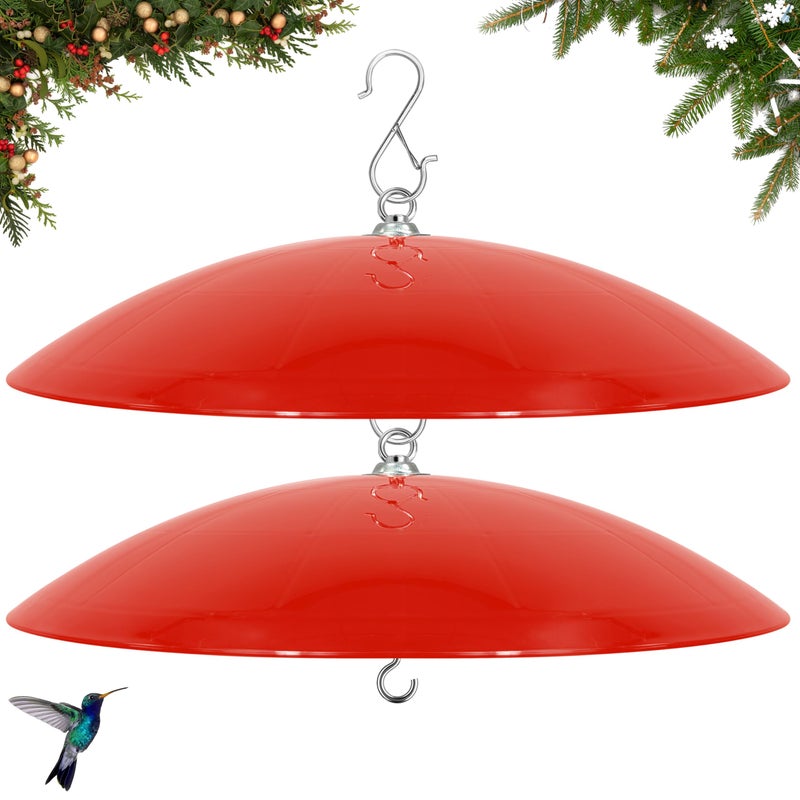 andergi 16-Inch Widened Bird Feeder Cover,Hummingbird Feeder Rain Guard,Squirrel Baffle for Bird Feeders,Squirrel-Proof for Wide Outside Tree Trunk or Eave,Gift for Wumen,Bright Red,2 Pack - Image 1