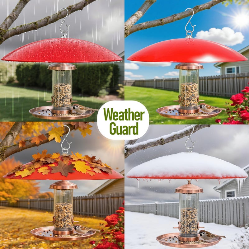 andergi 16-Inch Widened Bird Feeder Cover,Hummingbird Feeder Rain Guard,Squirrel Baffle for Bird Feeders,Squirrel-Proof for Wide Outside Tree Trunk or Eave,Gift for Wumen,Bright Red,2 Pack - Image 2