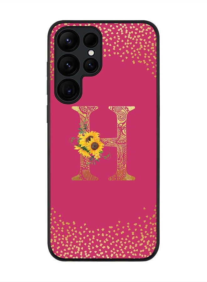 Stylizedd For Samsung Galaxy S25 Ultra 5G Case,Slim fit Camera Protection, Shockproof Thin Phone cover  - Custom Floral Monogram - H ( Deep Pink ) - Image 1