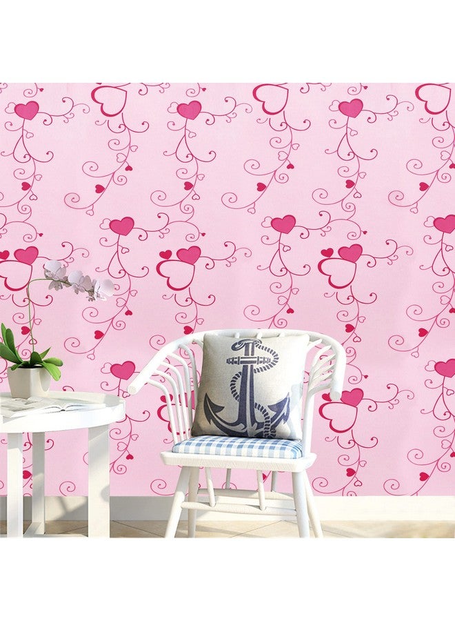 wolpin Wall Stickers Wallpaper for Bedroom (45 x 500 cm) Romantic Hearts Design, Love Self Adhesive Waterproof, Peppy Pink - Image 2