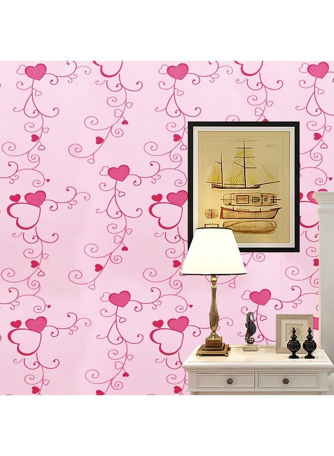 wolpin Wall Stickers Wallpaper for Bedroom (45 x 500 cm) Romantic Hearts Design, Love Self Adhesive Waterproof, Peppy Pink - Image 4