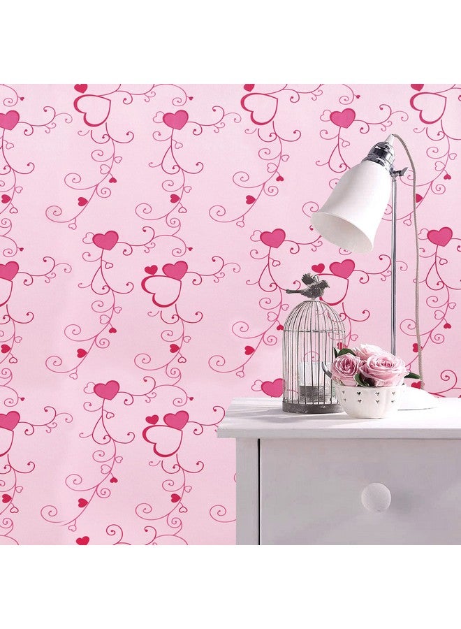 wolpin Wall Stickers Wallpaper for Bedroom (45 x 500 cm) Romantic Hearts Design, Love Self Adhesive Waterproof, Peppy Pink - Image 5