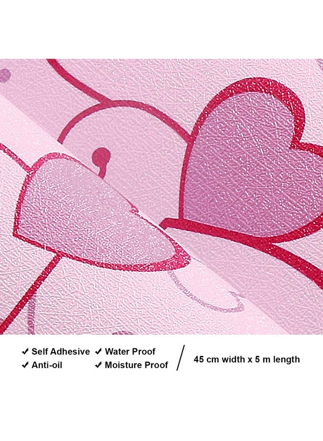 wolpin Wall Stickers Wallpaper for Bedroom (45 x 500 cm) Romantic Hearts Design, Love Self Adhesive Waterproof, Peppy Pink - Image 3