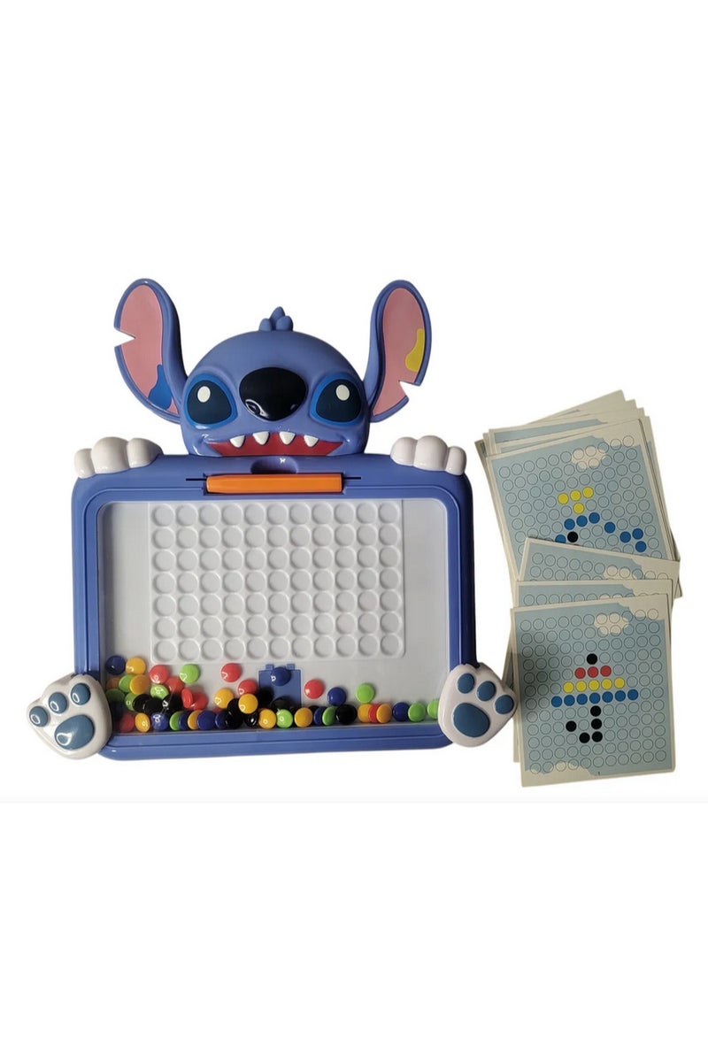 لوحة رسم مغناطيسية للأطفال – تصميم Stitch المرح 🎨🧲.لوحة مع قلم مغناطيسي وخرز، مناسبة للأطفال +3 سنوات