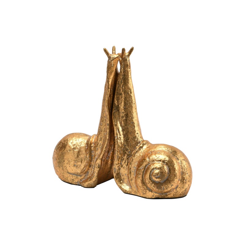 Creative CoOp Decorative Distressed Cast Metal Snail Bookends Gold Set of 2