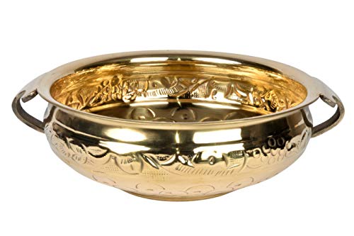 Bhimonee Decor | Pure Brass Solid Hammered Design Urli Bowl | 10-Inch Decorative Uruli (500 ML) | Traditional Brass Bowl for Home, Pooja & Festive Décor | Perfect for Floral & Candle Arrangements - Image 1