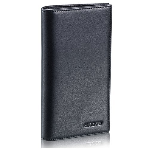 HISCOW Soft Leather Checkbook Cover & Card Holder with Divider - Italian Calfskin (Black) - Image 2