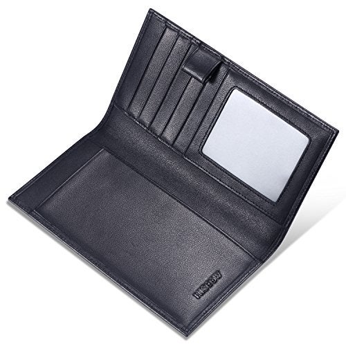 HISCOW Soft Leather Checkbook Cover & Card Holder with Divider - Italian Calfskin (Black) - Image 4