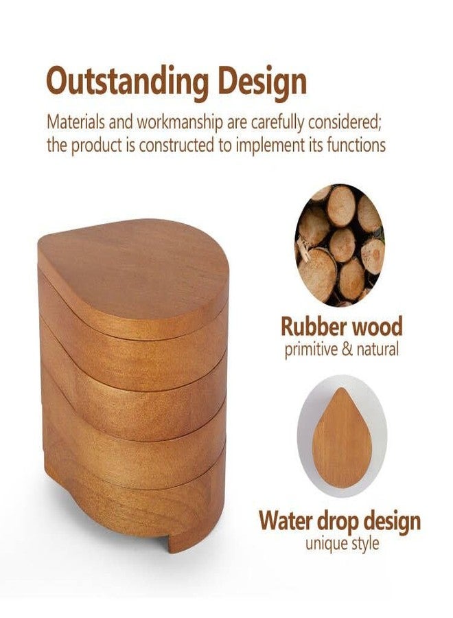 JSVER Portable Jewelry Organizer Wooden Jewelry Box, 4-Layer Rotatable Jewelry Holder, Travel Jewelry Organizer For Rings, Necklaces, Earrings, Bracelets - Image 2