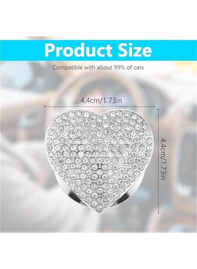 Car Push Start on Cover, Bling Heart Shape Diamond Car Engine Start on Sticker Rhinestone Ignition on Decal White Bling Car Decoration Interior for Women Girl Car Accessories - Image 4