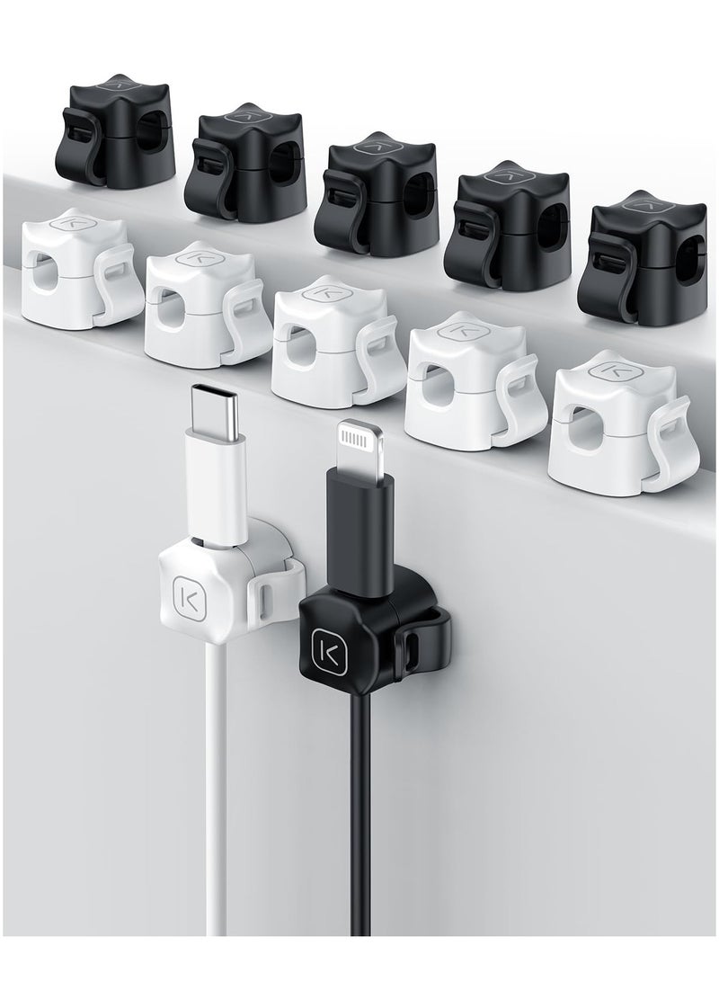 SYOSI 12 Pack Cable Tidy Clips, Self Adhesive USB Cable Tidy - Holder Clip for Tidy Charging - Wall Mounted Cable Organiser, For Phone Charging Cable, Kitchen Appliances, Office Supplies - Image 1