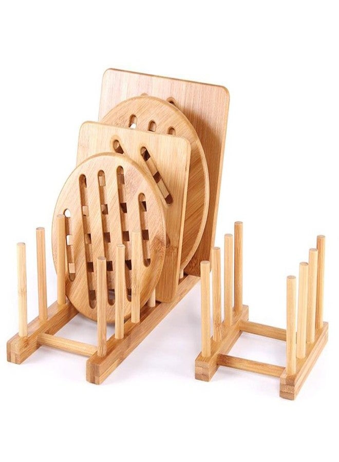 YWSHF Bamboo Wooden Dish Rack Dishes Drainboard Drying Drainer Storage Holder Stand Kitchen Cabinet Organizer for Dish,Plate,Bowl,Cup Pot,Lid,Book - Image 5
