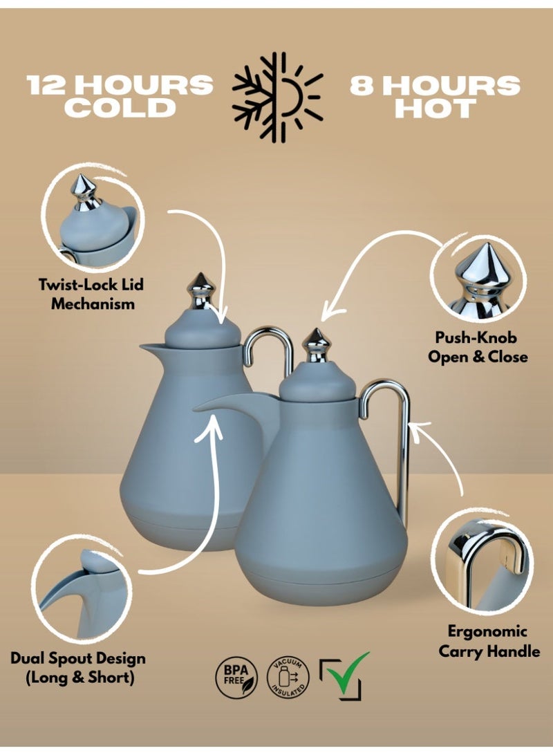 Raz طقم ترمس فاخر للقهوة والشاي العربي | ترمس تقديم معزول حرارياً بجدار مزدوج | طقم فاخر من قطعتين - Image 2