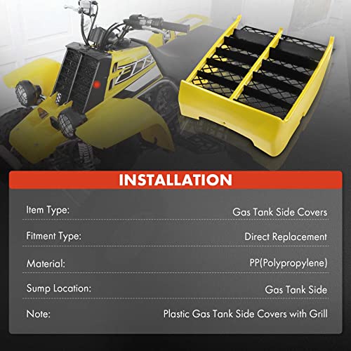 A-Premium Yellow Plastic Gas Tank Side Covers with Grill Compatible with Yamaha Banshee 350 1987-2006 2-PC Set - Image 2