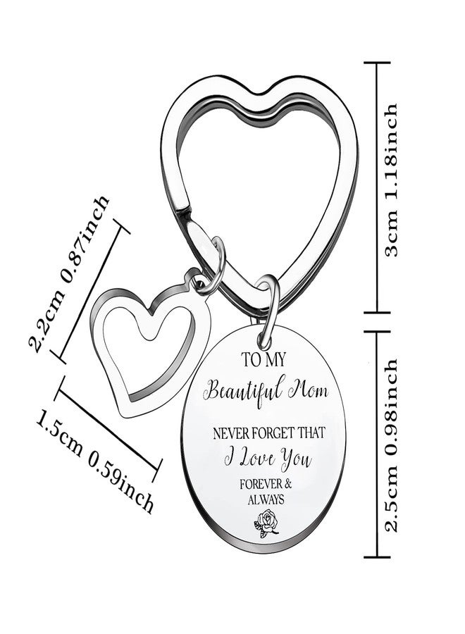 BESPMOSP Mom Keyring Mother Mummy Gift From Son Daughter Birthday Keychain For Mom Never Forgrt That I Love You Birthday Gifts Mother's Day Gifts - Image 3