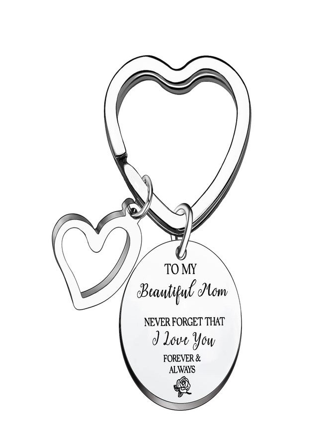 BESPMOSP Mom Keyring Mother Mummy Gift From Son Daughter Birthday Keychain For Mom Never Forgrt That I Love You Birthday Gifts Mother's Day Gifts - Image 1
