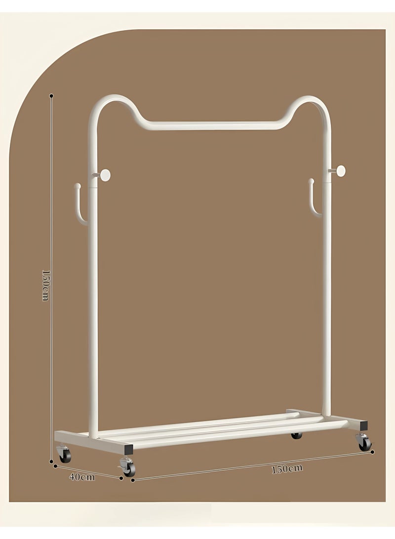 AIWANTO Metal Clothes Rack with Wheels 150×150×40cm – Heavy-Duty Garment Stand with Shelf & Hooks for Bedroom or Laundry - Image 5