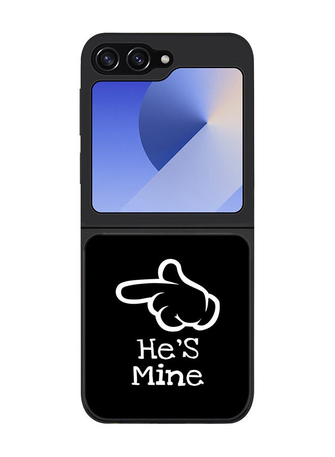 Stylizedd Rugged Black edge case for Samsung Galaxy Z Flip6, Slim fit Soft Case Flexible Rubber Edges Anti Drop TPU Gel Thin Cover -  He's mine - Image 1