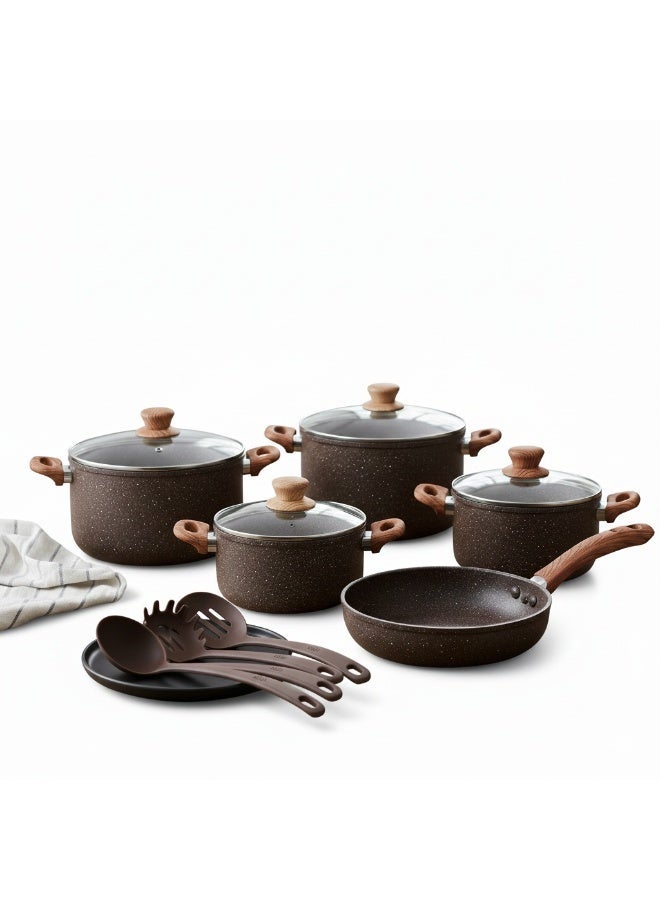 BAROLY 13 PCS GRANITE COATED COOKWARE SET ,PREMIUM DESIGN, INDUCTION AND GAS, BASE - Image 2