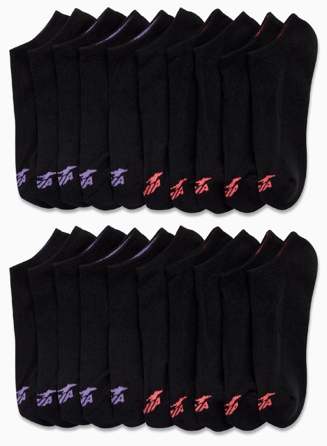 Avia Avia Women's Athletic Performance Cushioned No-Show Low Cut Ankle Socks (20 Pack), Size 4-9, Black  - Image 2