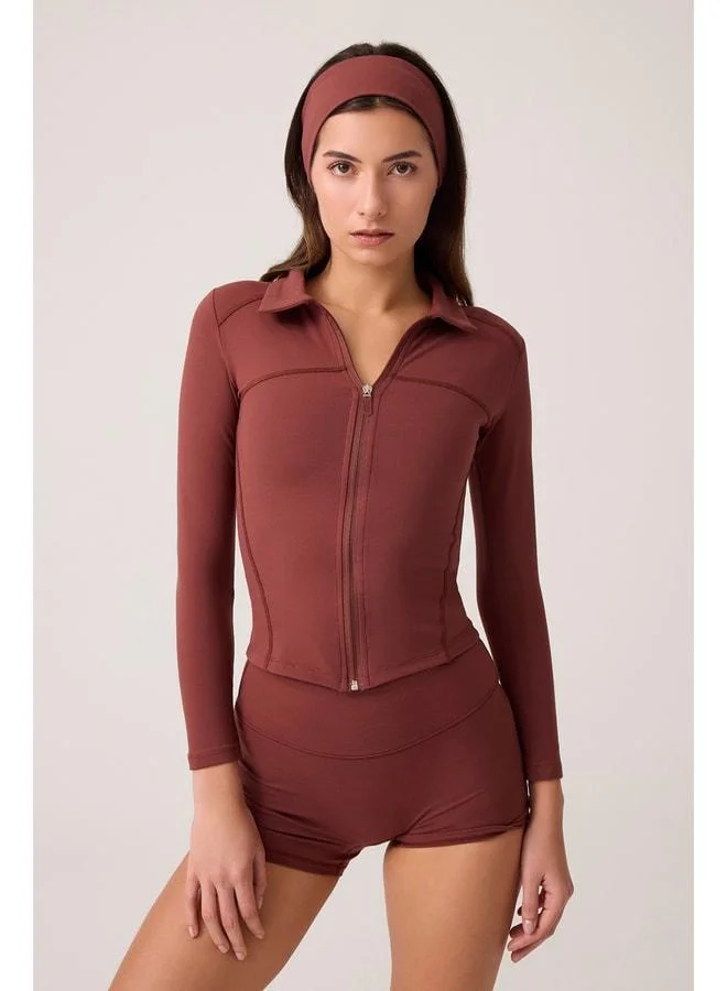 Los Ojos x Ece Burgundy Zippered Sports Jacket Collared.