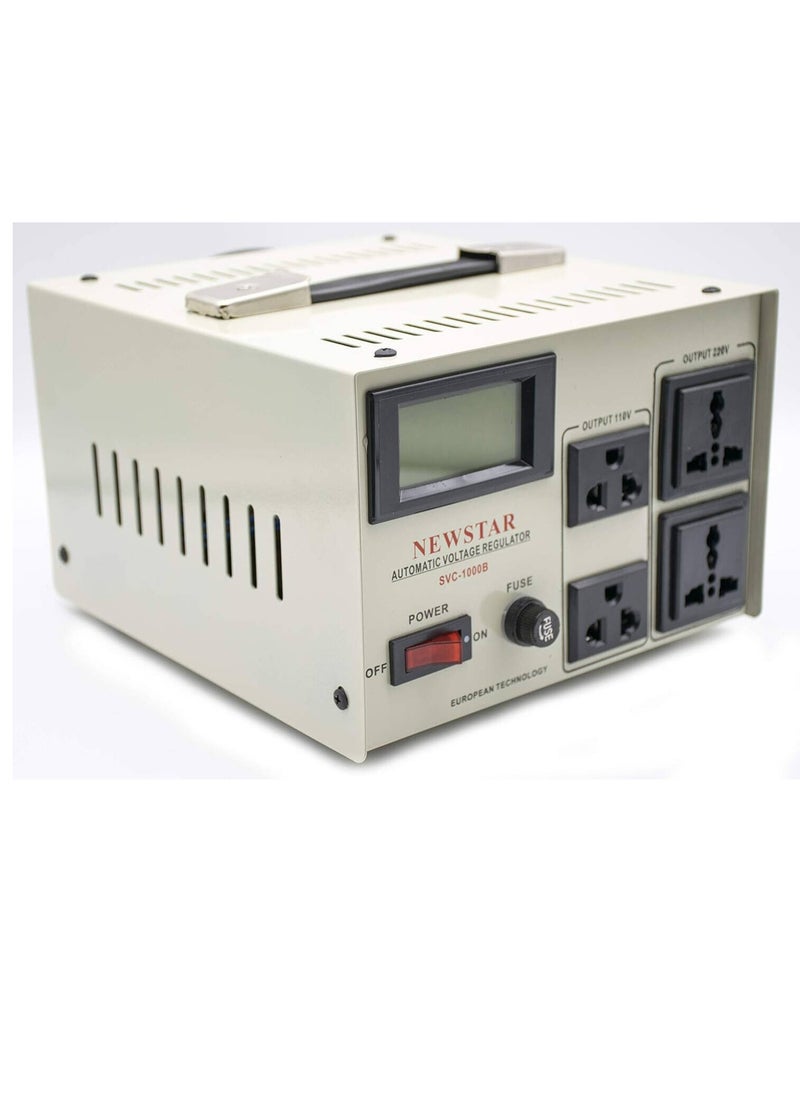 NEWSTAR - Newstar SVC500 Power Converter Regulator Stabilizer, 500W Power, Voltage Transform LCD Display, Servo Motor Technology, Dual Voltage Output, 50/60Hz Frequency | SVC-500B - Image 1