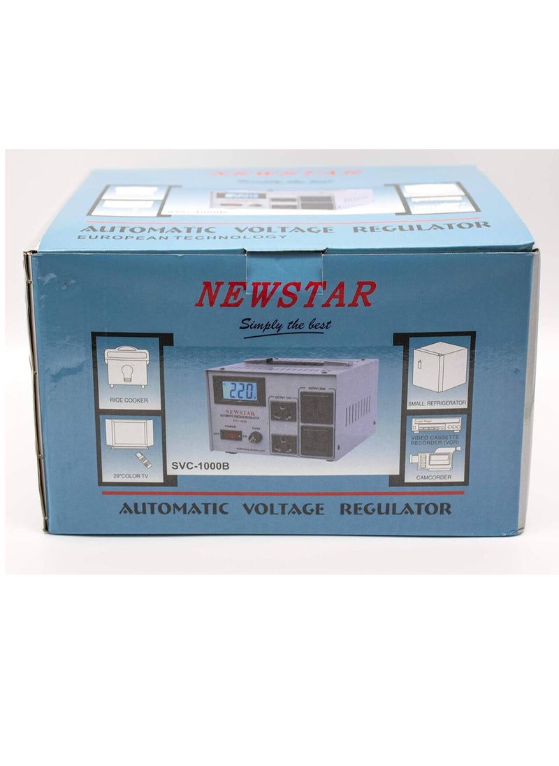 NEWSTAR - Newstar SVC500 Power Converter Regulator Stabilizer, 500W Power, Voltage Transform LCD Display, Servo Motor Technology, Dual Voltage Output, 50/60Hz Frequency | SVC-500B - Image 1