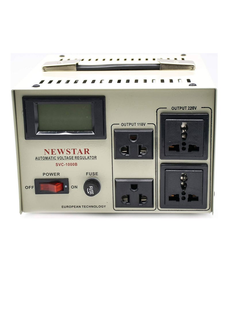 NEWSTAR - Newstar SVC500 Power Converter Regulator Stabilizer, 500W Power, Voltage Transform LCD Display, Servo Motor Technology, Dual Voltage Output, 50/60Hz Frequency | SVC-500B - Image 1