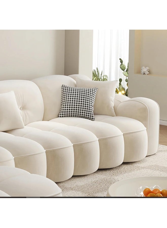 Zayn comforts Marshmallow Fabric Sofa  Cozy Overstuffed Design for Your Living Room Comfort (LEFT BED, L Shape With Chair And Ottoman) - Image 4