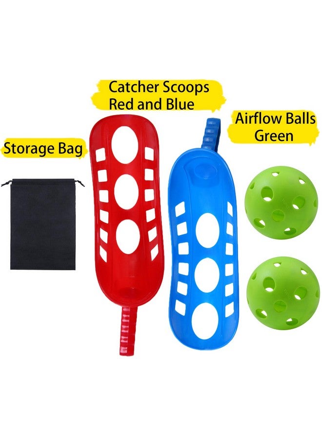 Cooraby Scoop Ball Game Scoop and Ball Toss Set Toss Catch Game Toy Lacrosse Racket Game with Storage Bag, 4 Scoops and 2 Balls - Image 3