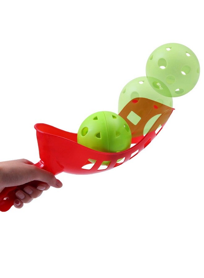 Cooraby Scoop Ball Game Scoop and Ball Toss Set Toss Catch Game Toy Lacrosse Racket Game with Storage Bag, 4 Scoops and 2 Balls - Image 4