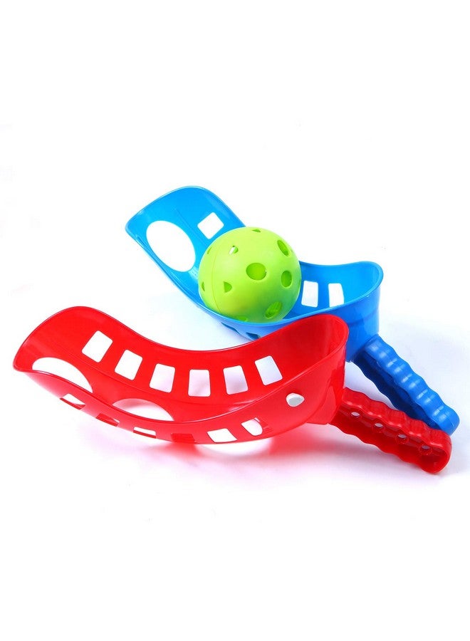 Cooraby Scoop Ball Game Scoop and Ball Toss Set Toss Catch Game Toy Lacrosse Racket Game with Storage Bag, 4 Scoops and 2 Balls - Image 5