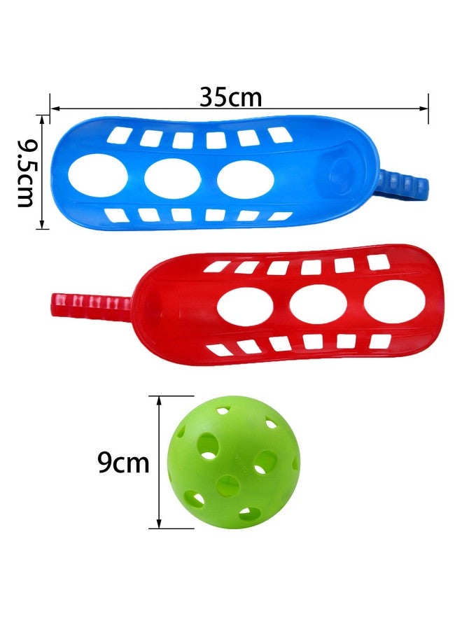 Cooraby Scoop Ball Game Scoop and Ball Toss Set Toss Catch Game Toy Lacrosse Racket Game with Storage Bag, 4 Scoops and 2 Balls - Image 2