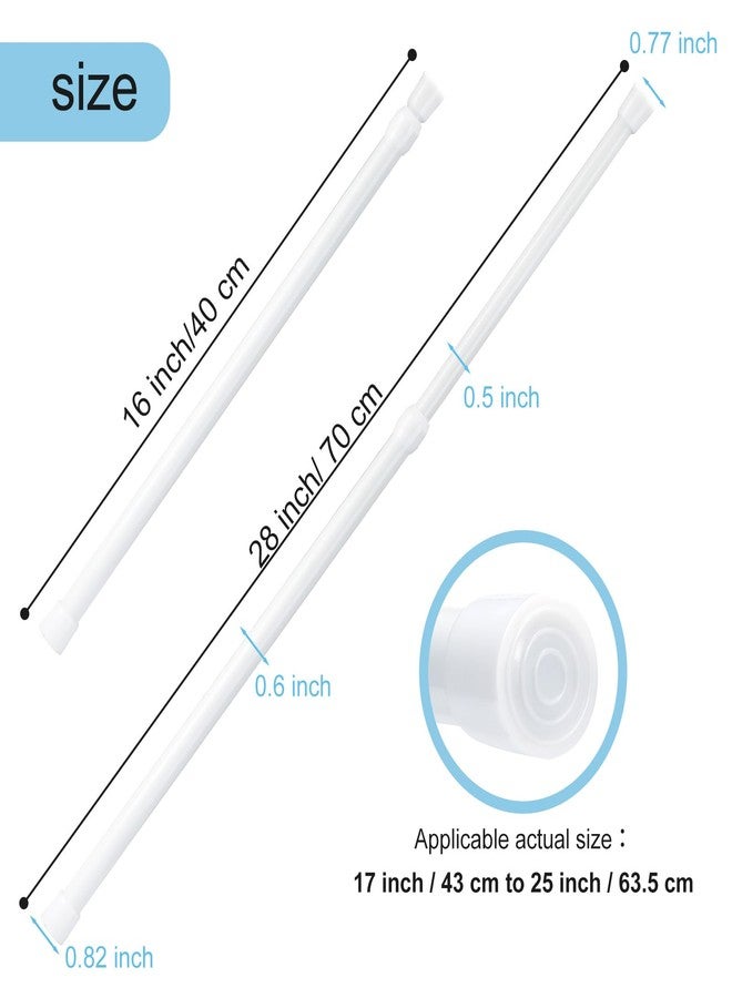 Goowin Tension Rod 16 to 28 Inch, Goowin Small Tension Rod, 5/8" Diameter No Drilling Expandable Short Tension Rods Spring Rods, Tension Rods for Closet, Cupboard, Hanging Clothes, 2 Pack, White - Image 3