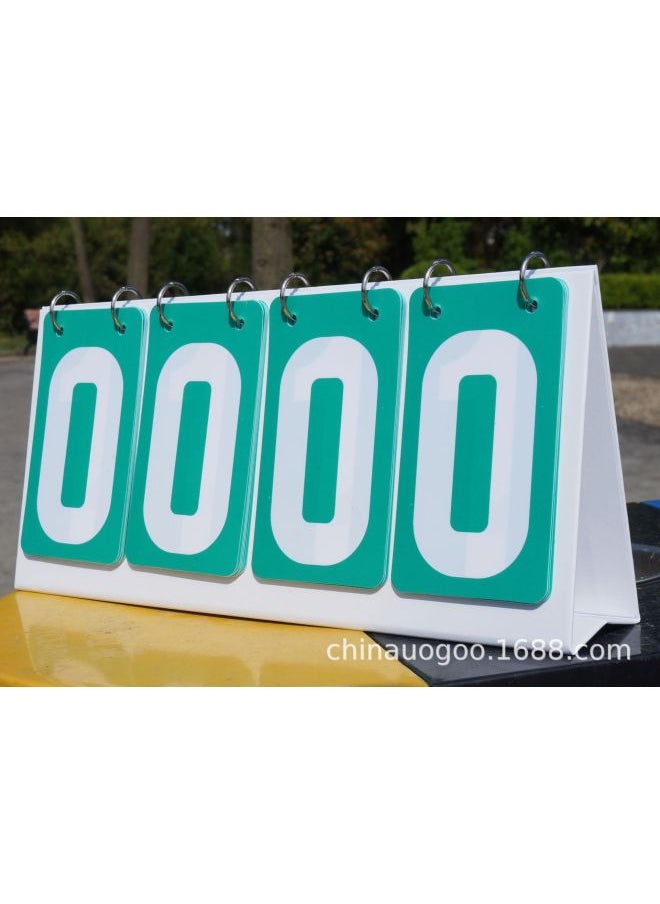 Generic Competition Scoreboard Activity Flip Card Red Yellow Blue Green Gray Scoring Card Early Education Color Number Card-Specifications:Four-digit Green Plastic Scoreboard  - Image 1