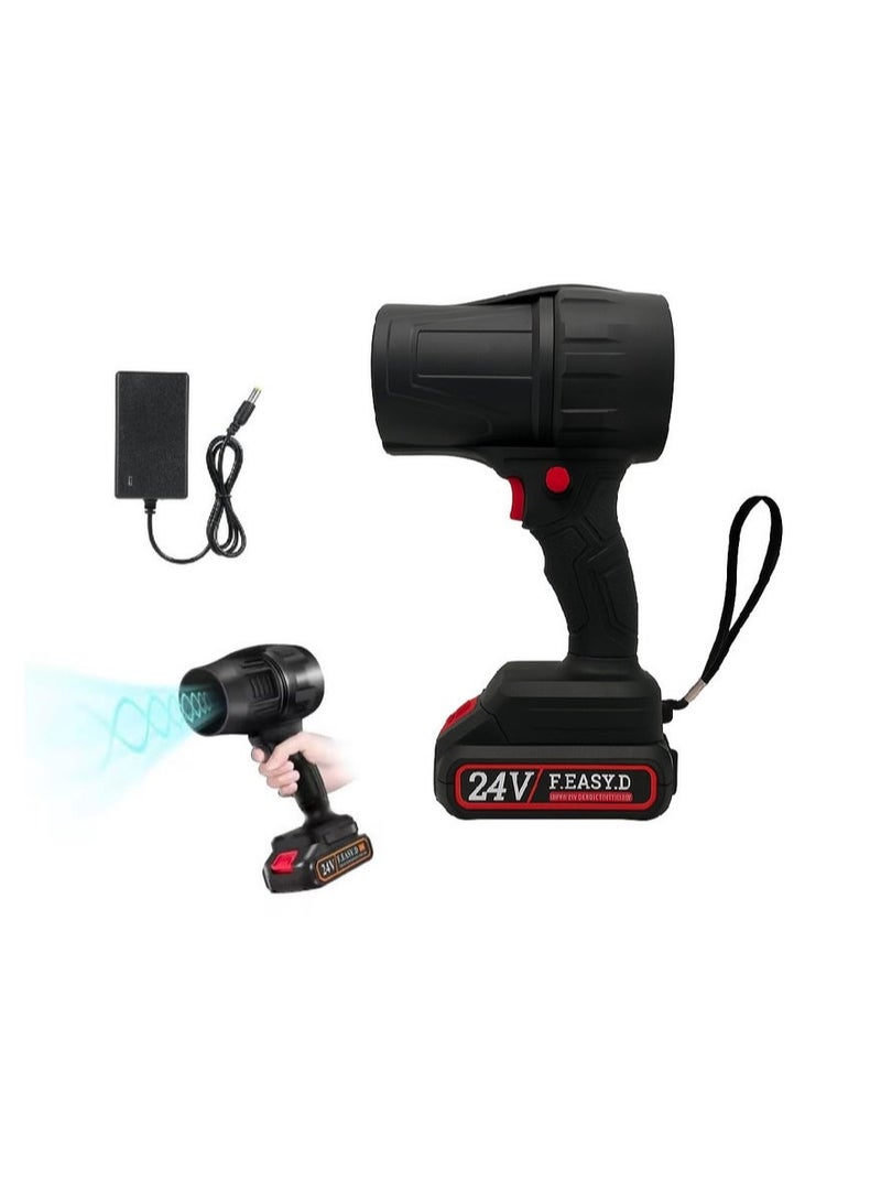 منفاخ هواء كهربائي محمول لاسلكي - 12000 دورة في الدقيقة / 30 متر في الثانية قوة توربو لتنظيف وتجفيف السيارة، مجفف هواء متعدد الأغراض مع بطارية ليثيوم قابلة لإعادة الشحن مثالي لتنظيف الغبار والأوراق والشوايات (قد يختلف التصميم) - Image 1