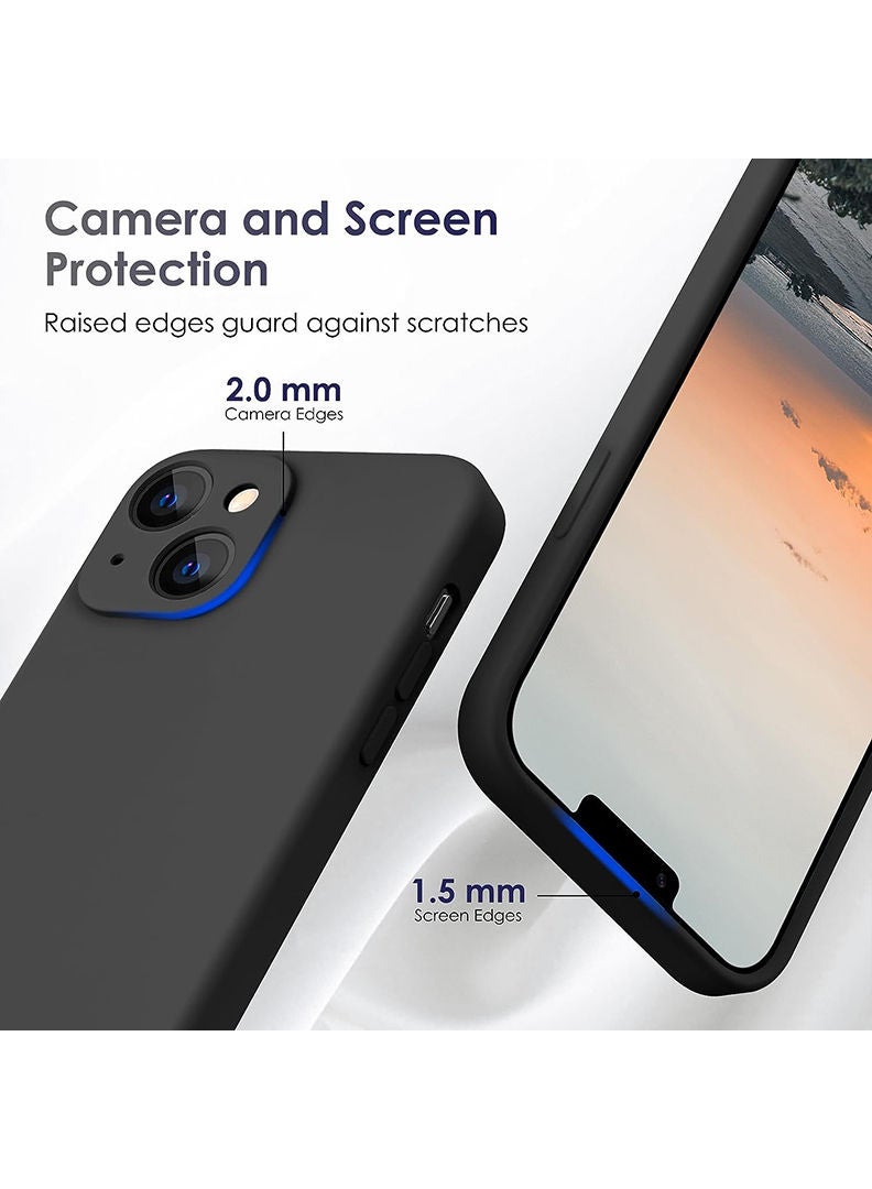 Theodor Protective Slim Fit Case Liquid Silicone Cover with Full Body Protection Anti-Scratch Shockproof Case For iPhone 13 Black  - Butter Black - Image 5