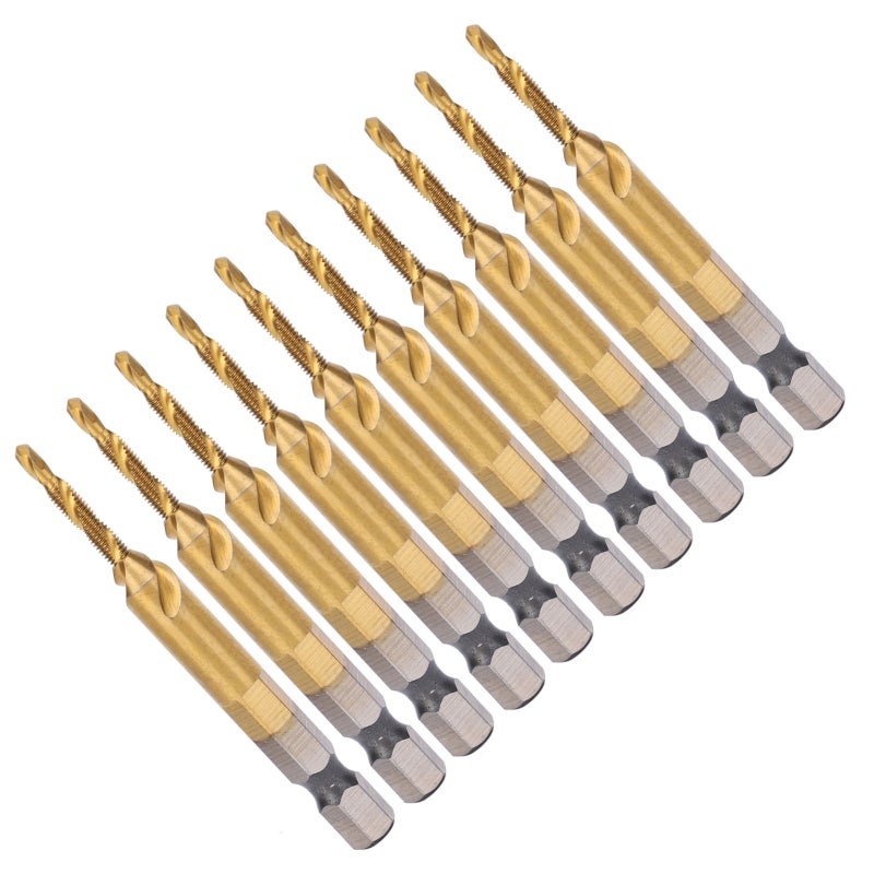 M3 Hex Shank Screw Tap High Speed Steel Titanium Coated Drill Bit - 6542 HSS Tapping Deburring Reaming Tool for Carbon Steel Copper Aluminum Alloys - Image 5