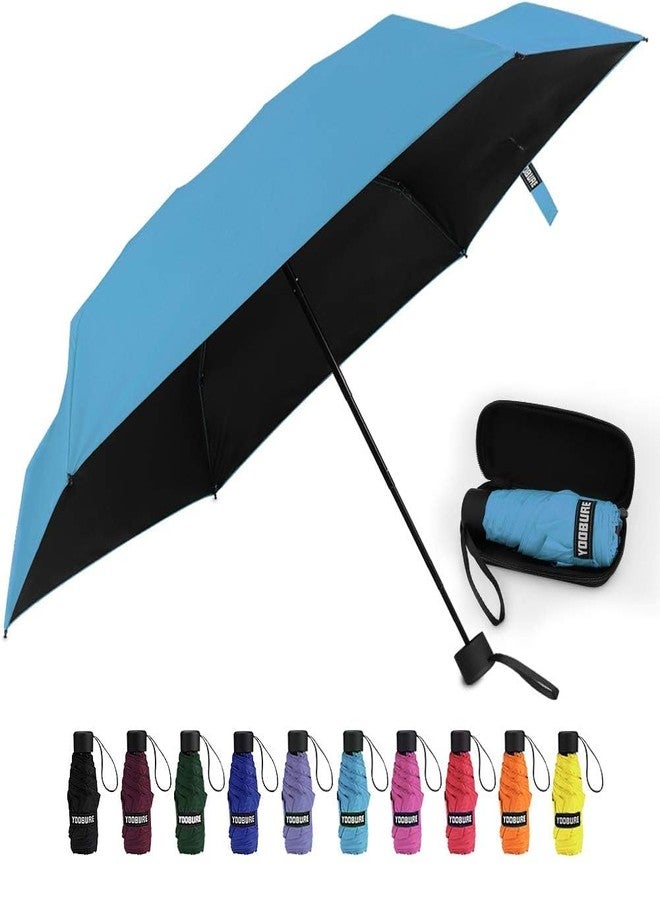 Yoobure Small Mini Umbrella with Case Light Compact Design Perfect for Travel Lightweight Portable Parasol Outdoor Sun&Rain Umbrellas, Sky Blue, 39.5 inches open, 7.1 inches folded, Compact - Image 1